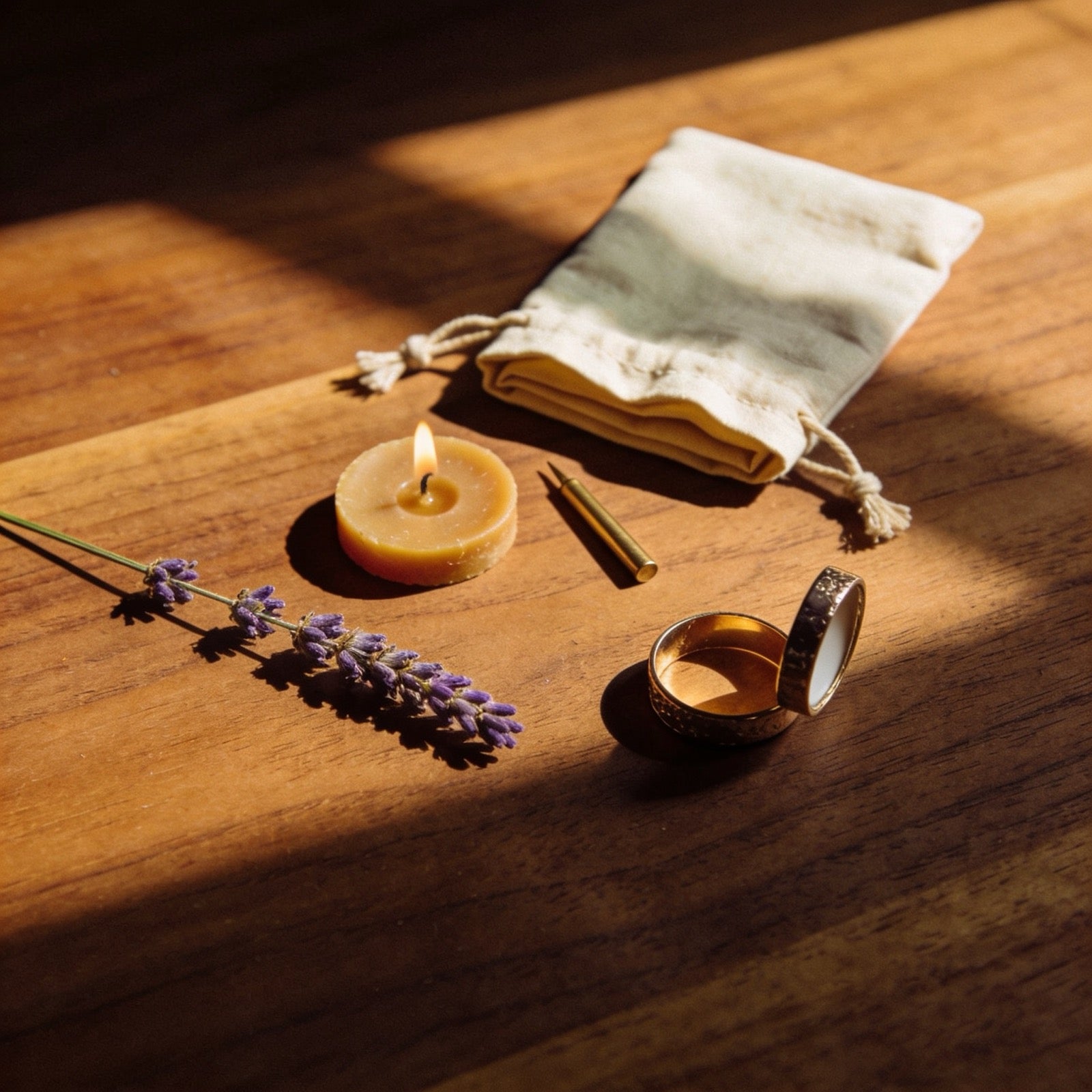 A soft still life for filling a pet memorial keepsake at home.