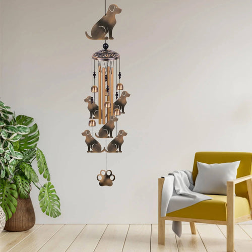 "Serenity Melodies" Bronze Dog Wind Chimes