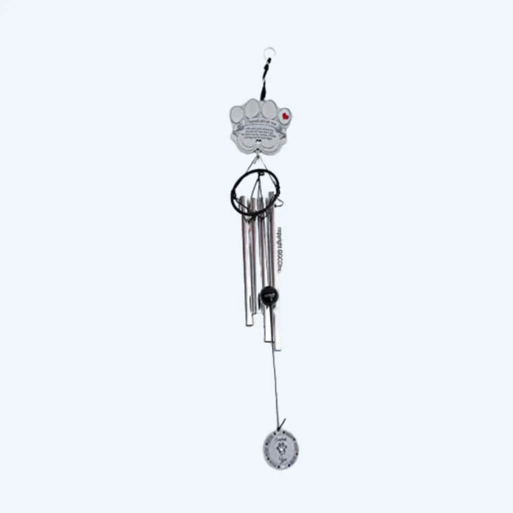 Pet Memorial Wind Chime - 18" Metal Casted Pawprint Wind Chime
