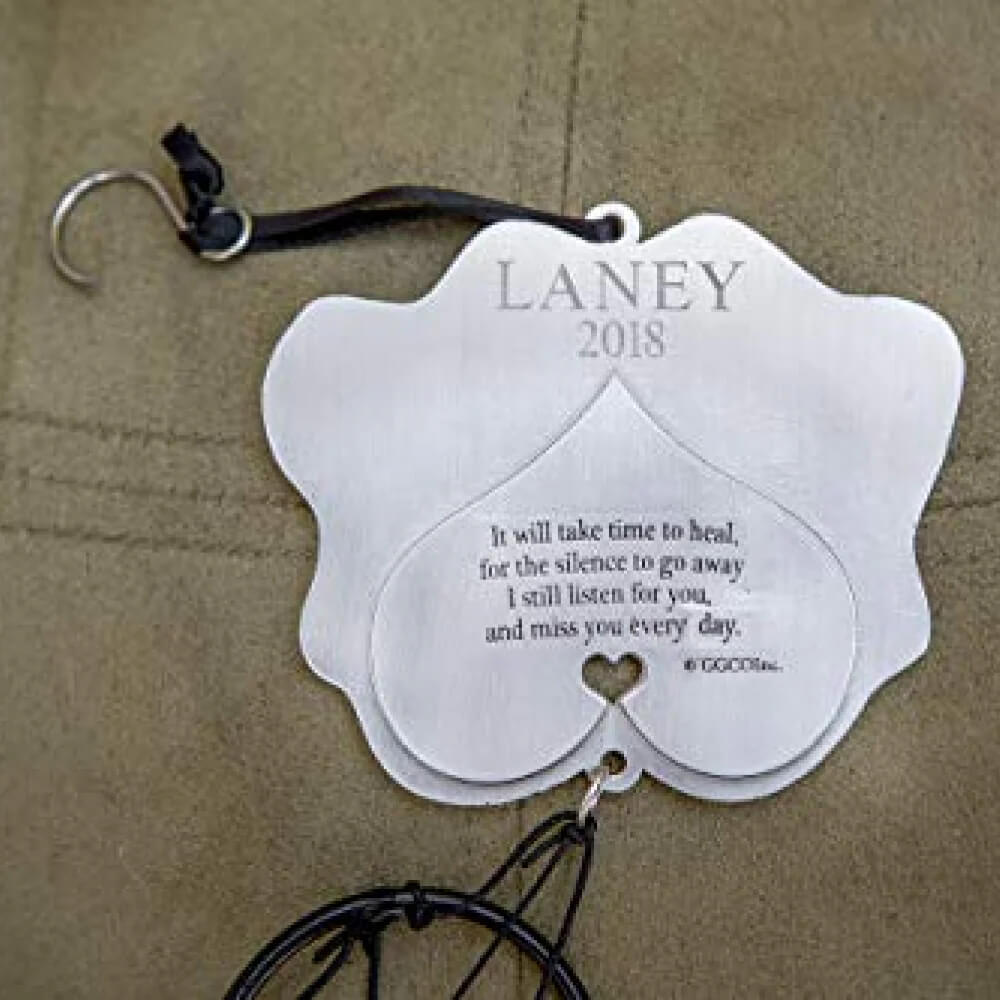 Pet Memorial Wind Chime - 18" Metal Casted Pawprint Wind Chime