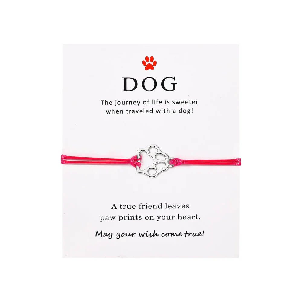 Paw Print Threaded Pet Memorial Bracelet - Many Colors Available