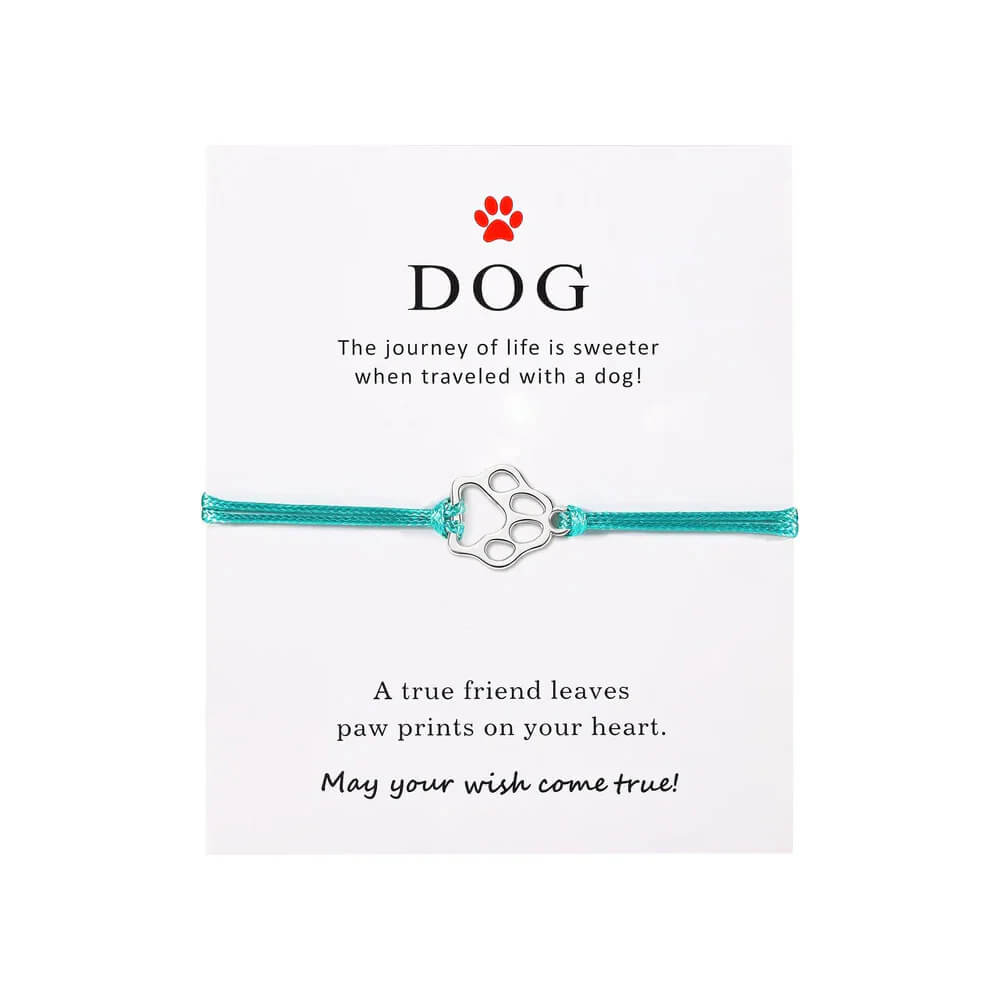Paw Print Threaded Pet Memorial Bracelet - Many Colors Available