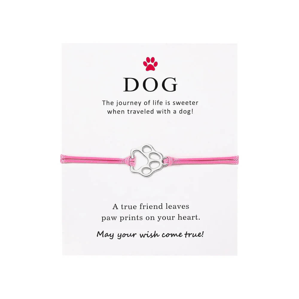 Paw Print Threaded Pet Memorial Bracelet - Many Colors Available