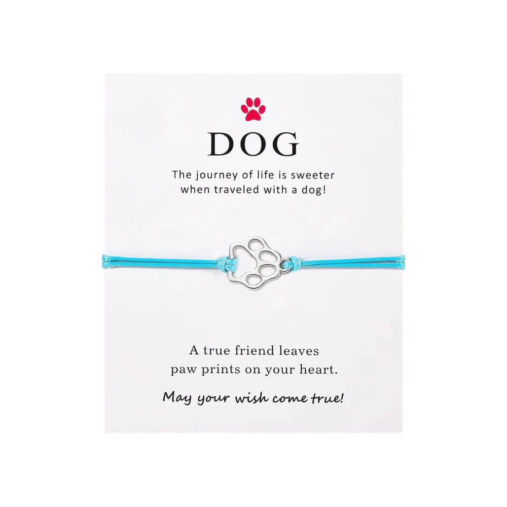 Paw Print Threaded Pet Memorial Bracelet - Many Colors Available