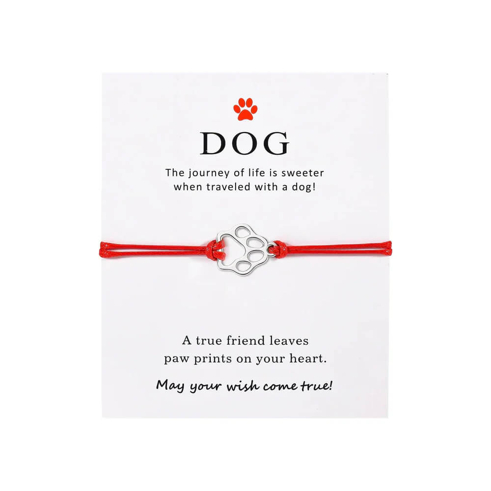 Paw Print Threaded Pet Memorial Bracelet - Many Colors Available