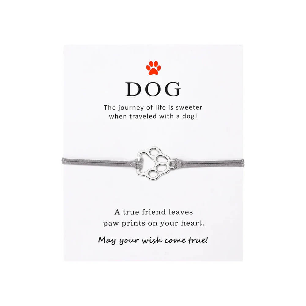 Paw Print Threaded Pet Memorial Bracelet - Many Colors Available