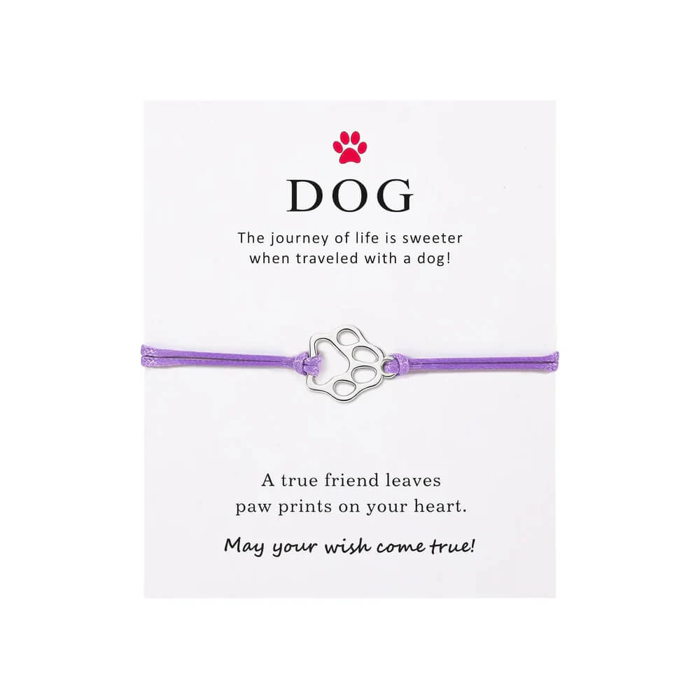 Paw Print Threaded Pet Memorial Bracelet - Many Colors Available