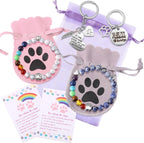 Natural Lava Bead Pet Memorial Set of 2 Bracelets Gift | Includes Rainbow Bridge Card Sympathy