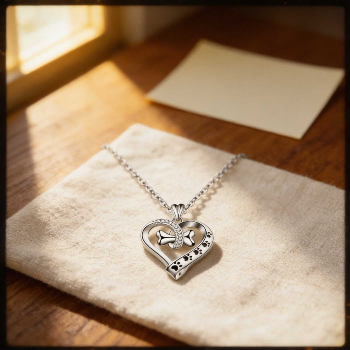 Primary card image for Sterling Silver Dog Bone & Heart Memorial Necklace